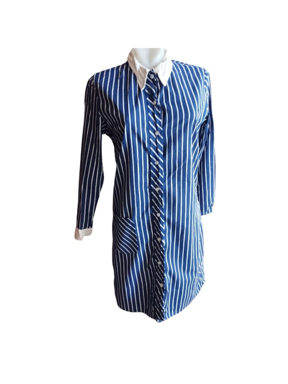 True Vintage Shirt Dress 11 Juniors 1960's Striped Mod Garage Band Button-Down